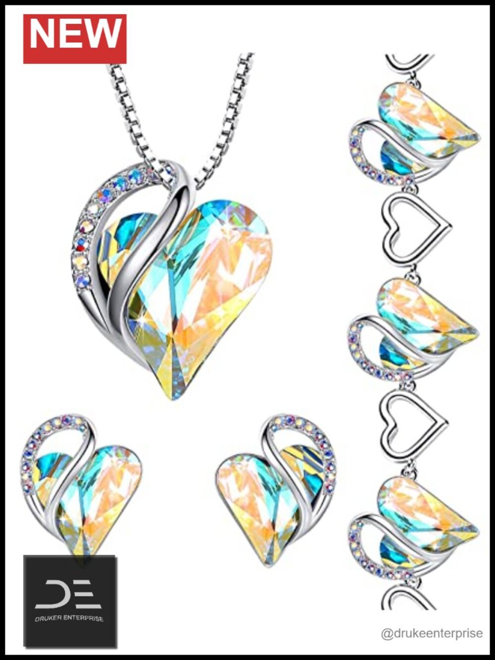 Heart Crystal Jewelry Set for Women - April Birthstone Gift